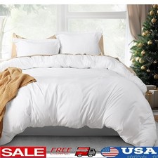 Microfiber Duvet Cover Set W/ Zipper Closure Soft Bedding Pillowcases Queen New