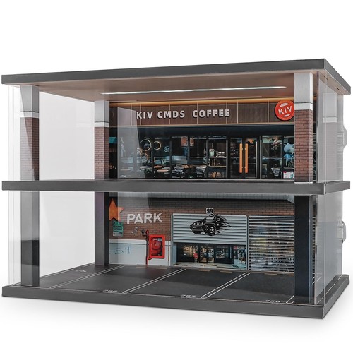 1:24 Scale Car Model Display Case with Parking Lot Scene for Car Model Toys a...
