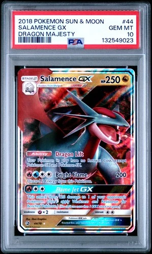 2018 POKEMON SUN & MOON DRAGON MAJESTY #44 SALAMENCE GX PSA 10