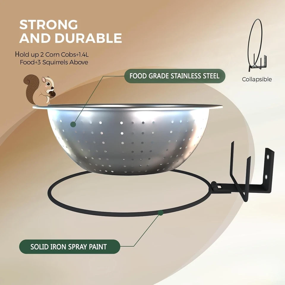 Squirrel Feeders for Outside-Squirrel Feeder with Drainage Holes, Removable Bow - Imagem 4 de 4