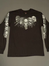 Vintage Y2K Black Skull Grunge 2017 Biker Motorcycle Hot Leathers Long Sleeve M