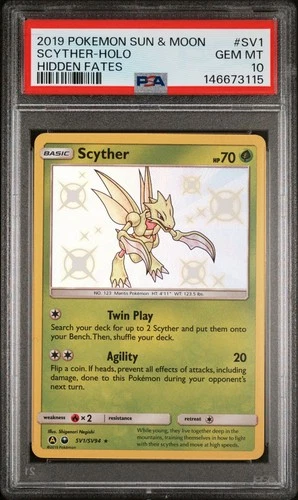 Pokemon Card PSA 10 Shiny Scyther SV1/SV94 Hidden Fates