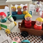 Vtg Fisher Price Little People Zoo Tram Cars 1984 8 Figures + Farm Animals
