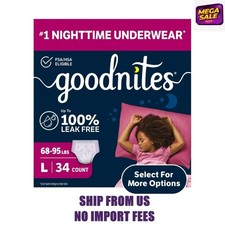 Goodnites Girls Nighttime Bedwetting Underwear, L 68-95 lbs , 34 Count