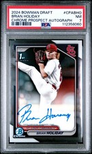 2024 BOWMAN DRAFT CHROME PRSPCT AUTOS #CPABHO BRIAN HOLIDAY PSA 7