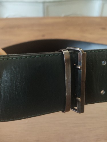 Cintura Gianni Versace Vintage Verde Scuro Doppia Fibia 42 - Imagen 6 de 16