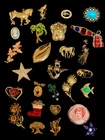 Set Vintage Costume Jewelry Mixed Lot 28 Pieces Brooch Pin Pendant Earrings