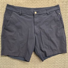 Lululemon Commission Classic Mens Shorts Size 34 Navy Blue Zipper Pocket Golf
