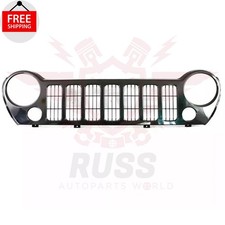 New Front Grille Assembly With Fog Light Holes Black Fits 2005-2007 Jeep Liberty