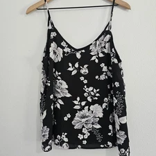 Amisu Black And White Floral Camisole Blouse Women's Size Medium