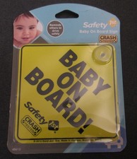 Safety 1st Yellow BABY ON BOARD Sign With Suction Cup BRAND NEW dxd