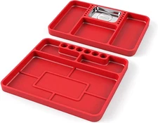 2 pcs Silicone Tool Tray with Magnetic Small Parts Tray, Non-Slip Flexible Me...