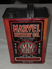 VINTAGE MARVEL MYSTERY OIL 1 Gal Metal Can EMPTY Lubrication Gas Oil Advertising