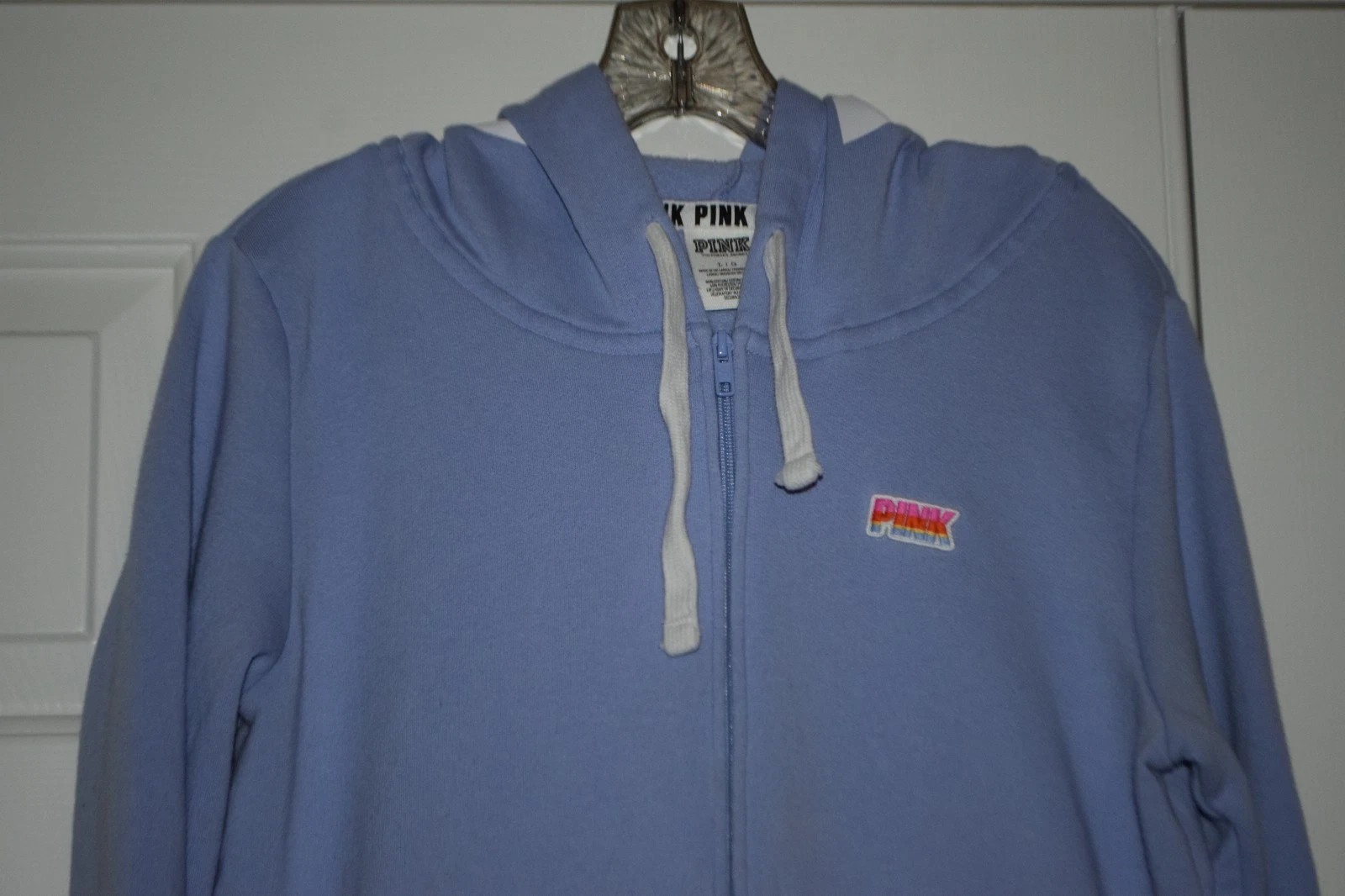 UNDERCOVER Giacca con cappuccio Victoria's Secret ROSA taglia L viola chiaro cerniera davanti toppa ROSA