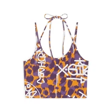 PUMA Graphic Cropped Scoop Neck Tank Top X XGirl Womens Orange, Purple Casual  A