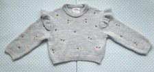 Zara Girls Gray Floral Knit Crew Neck Long Sleeve Sweater 6 Fall Winter