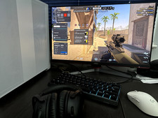 Gaming PC bundle with monitor, keyboard, mouse, mousepad, and headphones