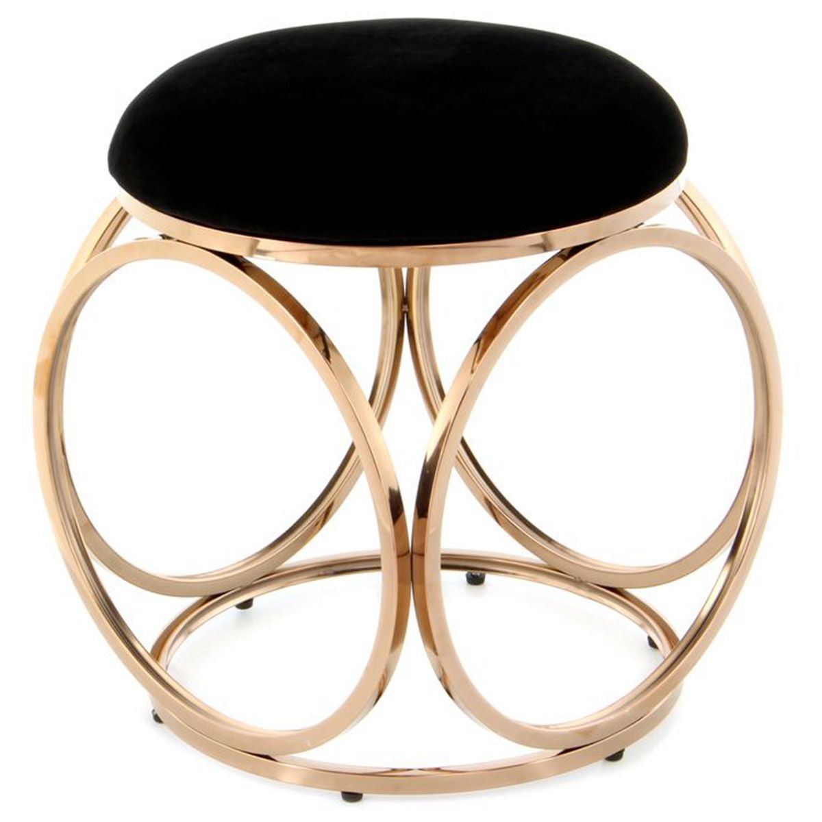 Tabouret 45cm Whitney noir et or rose pour coin coiffeuse élégant