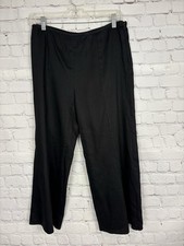 Giorgio Armani Women's Black Wide Leg Crop Linen Casual Pants US 6 30x22.5