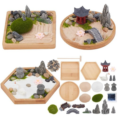 #ad 3 Sets Mini Zen Garden Kit Sand Tray Kit Japanese Sand Garden for Desktop wit... $26.60