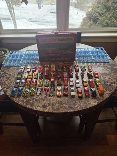 Lot of 54 Vintage Matchbox & Hot Wheels Cars And Case - Great Condition- LOOK!!!