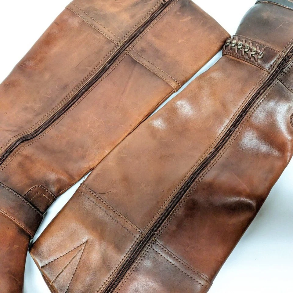 Alex Marie Brown Leather Riding Boots WMS 7.5 Western Equestrian Tall Flat Heel - Image 4 of 4