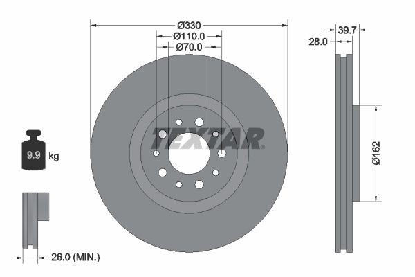2 X Bremsscheibe Textar 92145103 FüR Jeep Cherokee-image