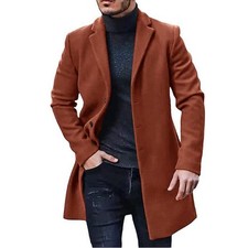 Mens Winter Warm Formal Trench Coat Long Jacket Smart Work Outwear Overcoat