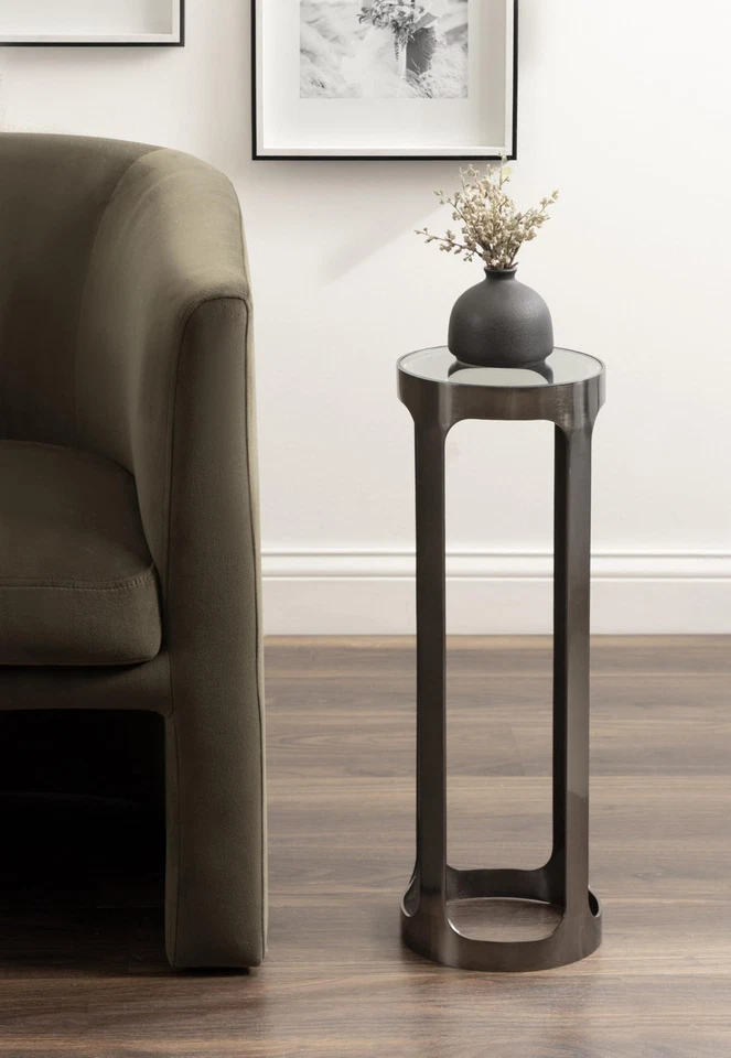 Mesa de Beber Exterior Dahl Moderna Redonda con Tapa de Vidrio 8 x 8 x 23 Vidrio Transparente y Gr... Foto 4 de 4