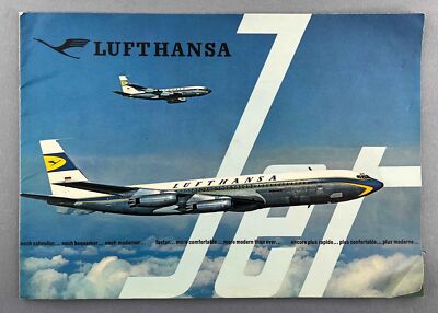LUFTHANSA BOEING 707 720B JET VINTAGE AIRLINE BROCHURE 1962 SEAT MAP LH GERMANY