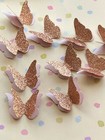 25 ROSE GOLD GLITTER, PEARL BUTTERFLY WEDDING CONFETTI,TABLE DECORATION 