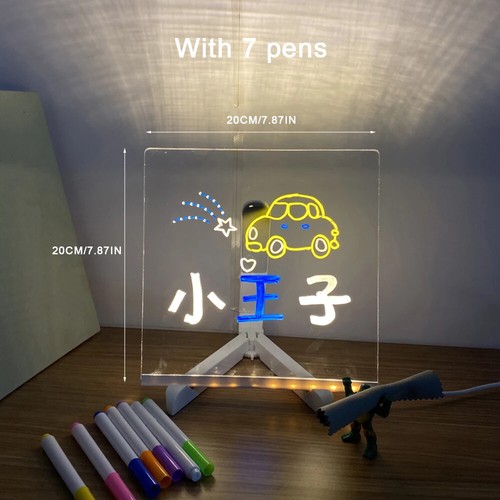 Personalized LED Light Acrylic Message Note Board Erasable Drawing for Kids Gift - Picture 14 of 15