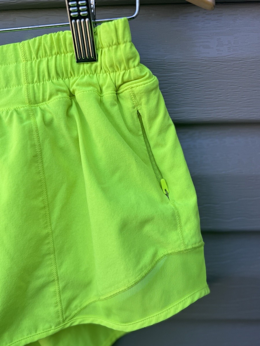 Lululemon Hotty Hot Shorts Womens 14 Neon Lime Green Yellow Low