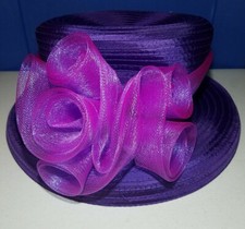Sierra Millinery Woman's Purple Ribbon Church Hat Victorian Trading Co. Box