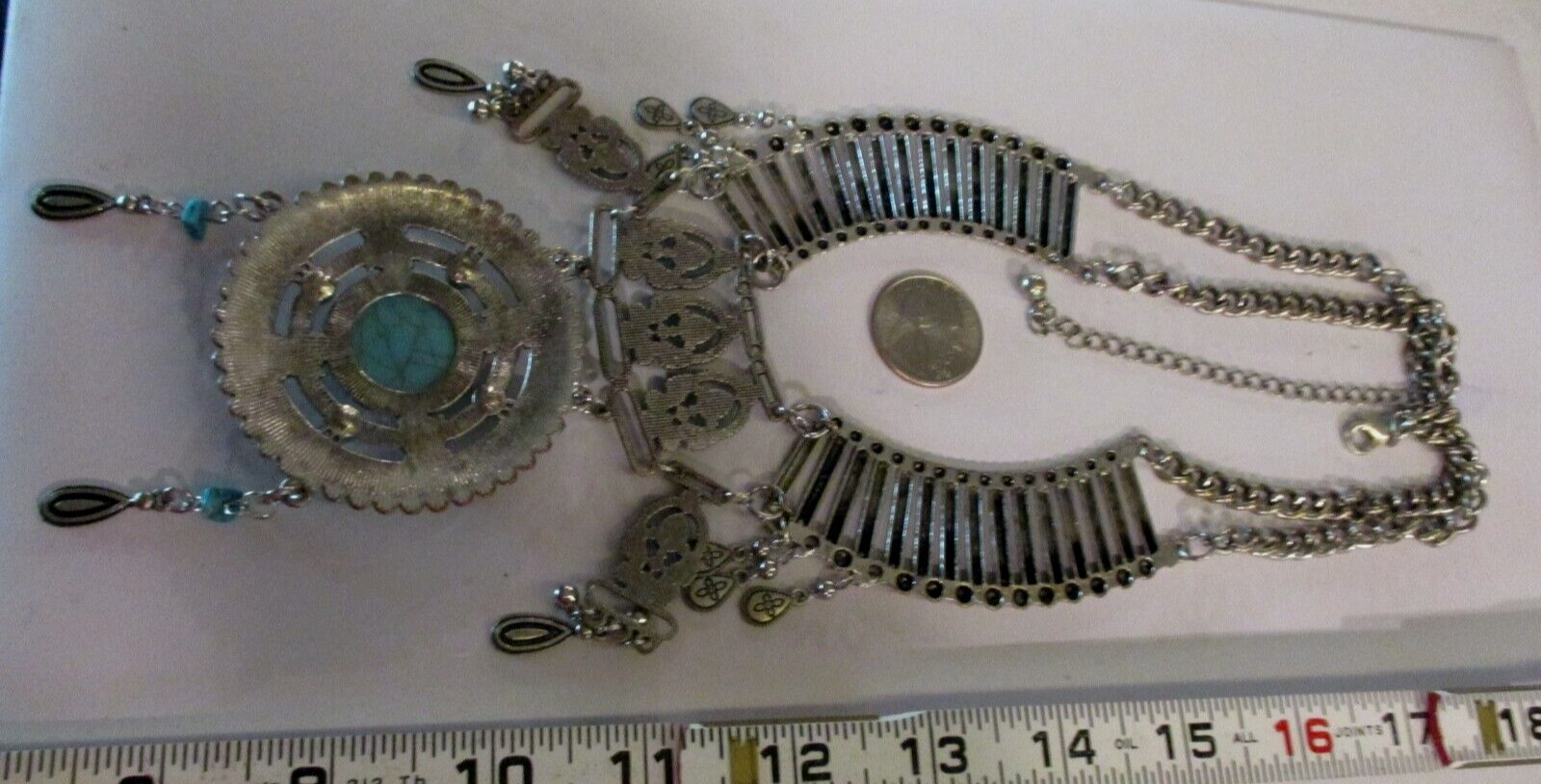 Turquoise Colored Stone  Statement Necklace-Lot-#… - image 4