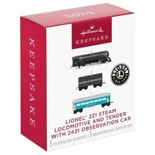 2024 Hallmark Mini Lionel® 221 Steam Locomotive and Tender With 2431 Observation