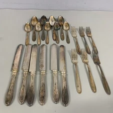 21 Piece Set Oneida Community Rex Plate Simple Design Flatware MCM Kitchen