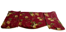 Wavery Classic Valances Pair Lined 100% Cotton Red w/ Fruit Print 80" x 21" Each