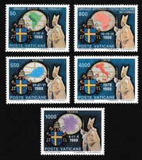 Vatican 1989 - The World Journeys of Pope John Paul II - Set of 5 - MNH