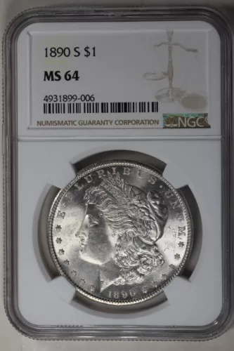 1890-S  1.00  NGC  MS64  Morgan Silver Dollar, Miss Liberty Head Dollar