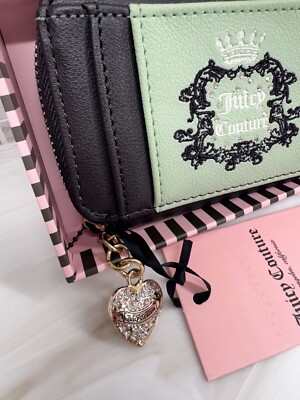 Juicy Couture Heritage Small Square Credit Card Wallet Green