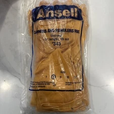 Ansell 12 Pairs Unlined Latex Gloves Rolled Beaded Cuff; Size 8 No. 343 NOS