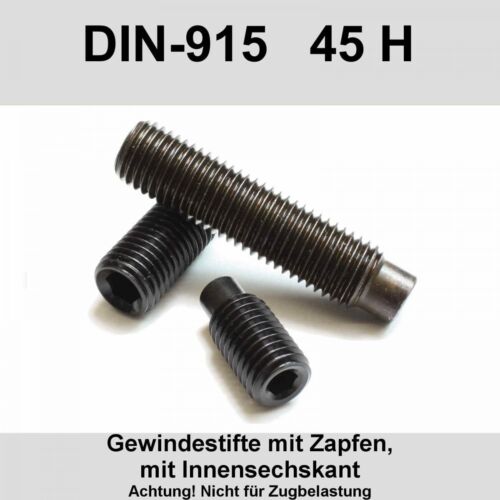 M6 DIN915 45H Gewindestifte Zapfen Innensechskant Madenschrauben Stahl blank M6x - Bild 1 von 3
