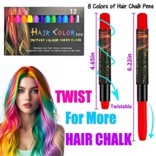 12Colors Washable Hair Chalk Pen - Temporary Hair Dye for Girls  Kids