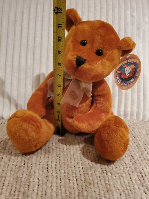 Circus Circus Reno Plush Stuffed Animal Brown Teddy  Bear  Silk Bow Sparkly Fur 