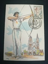 FRANCE PREMIER JOUR FDC YVERT 1163 TIR A L'ARC 18F PARIS 1958
