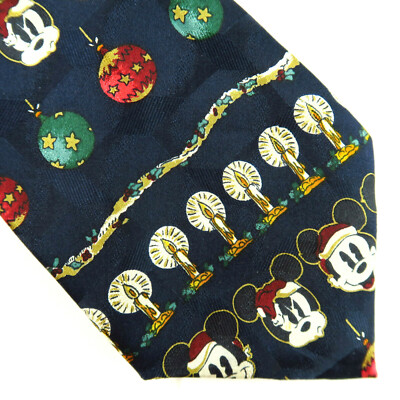 Atlas Design Goteburg Sweden Mickey Mouse Christmas Tie Blue Red Green Candles