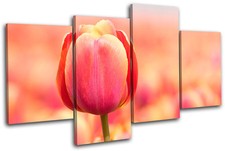 Tulips Flowers Floral MULTI CANVAS WALL ART Picture Print VA