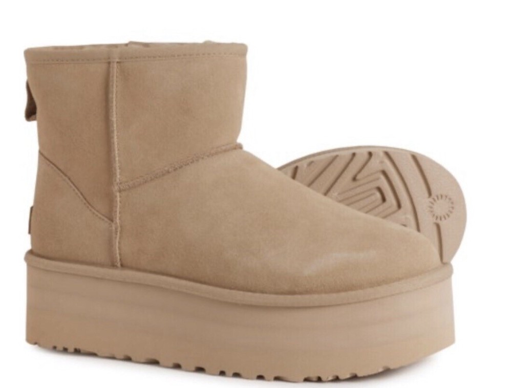 UGG CLASSIC Ultra Mini Platform MUSTARD SEED Shearling Boot NIB US 9
