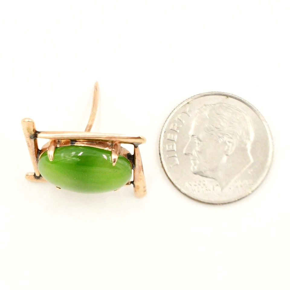 Pin/corbata de piedras preciosas de jade cabujón de oro rosa de 18 quilates Foto 4 de 4